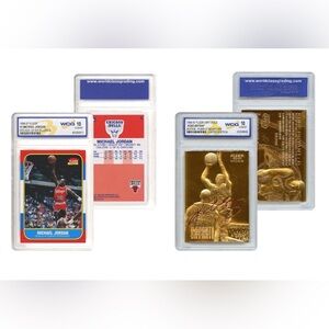 Kobe Bryant 23KT Gold & Michael Jordan Fleer #4 Rookie Cards Set GEM MINT 10